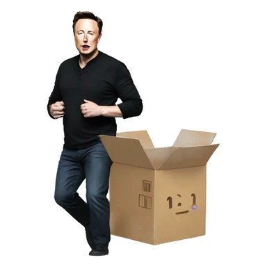 Elon Musk stepping on a box sticker