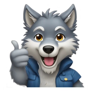 Furry wolf giving thumbs up sticker