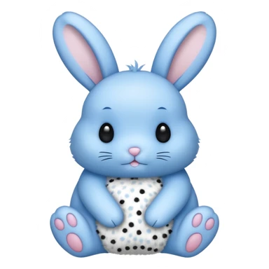 A blue bunny with black polka dots sticker