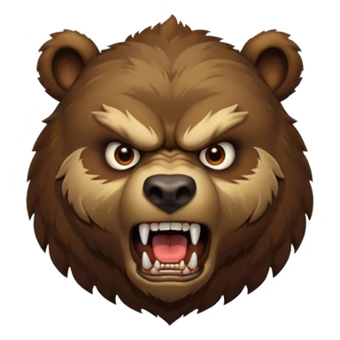 An ancient bear, forest guardian, aggressive angry, front profile, face portrait focus sticker