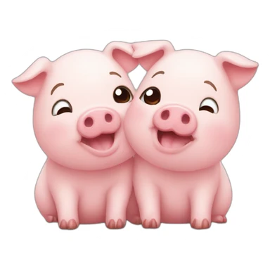 emoji of two cute pigglets kissing sticker