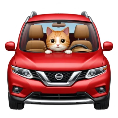 A Cat Driving A RED NISSAN ROGUE  sticker