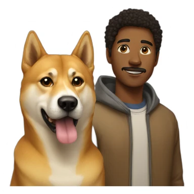 a human and a doge sticker