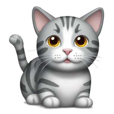 Gray cat with white stripes  sticker