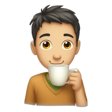 Boy taking a sip of tea sarcastically  sticker