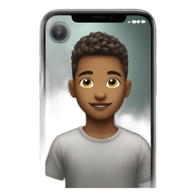 Boy 11 years making photo in mirror on iPhone 15 pro sticker
