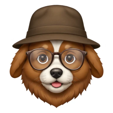 a dog with hat and glasses sticker