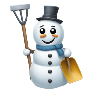 Snowman holding shovel  sticker