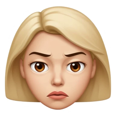 stylized face with a disappointed glare, pursed lips, and a subtle angry vibe sticker