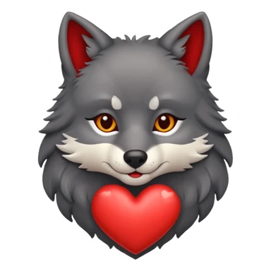 cute dark grey wolf head inside heart sticker