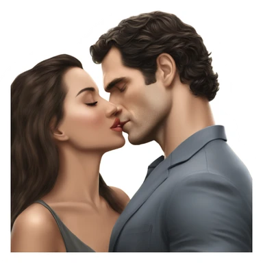 realistic photo of Henry Cavill kissing a beautiful female model while touching her cheek sticker