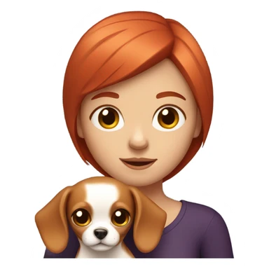Girl with red hair holding a Chihuahua sticker