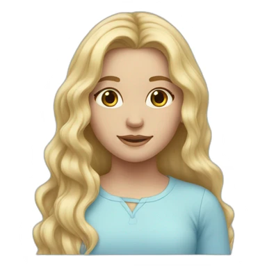 Girl with blonde long hair with her hair ends in pastel blue sticker