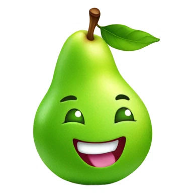 Shiny Green Cute pear with tongue sticker