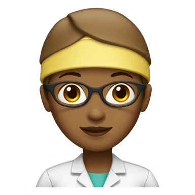 girl surgeon with cap and coat on yellow skin brown hair sticker