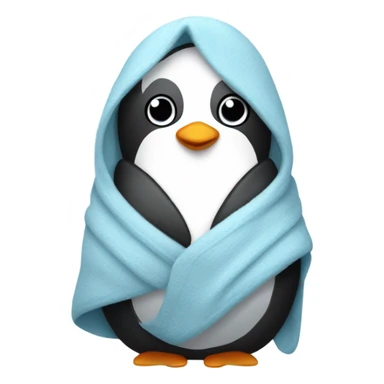 Cozy penguin in light blue blanket  sticker