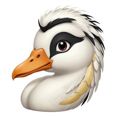 goose with long black hair and swoop bangs over one eye sticker