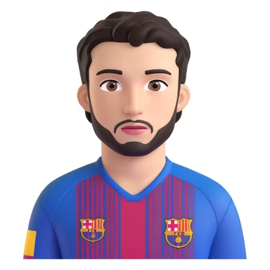 young male footballer inspired by Lamine Yamal, youthful face, short curly black hair, brown eyes, subtle confident expression, wearing FC Barcelona home kit with blue and red stripes and club logo visible on chest, smooth shading, slightly oversized eyes, clean facial hair sticker