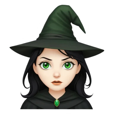 evil witch with disheveled hair sticker