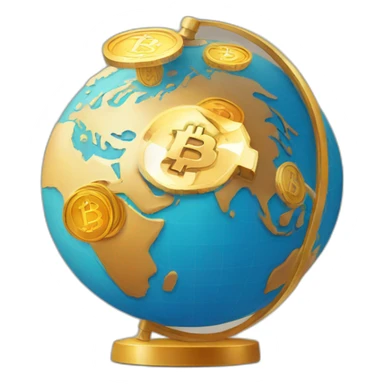 Globe with bitcoin sticker