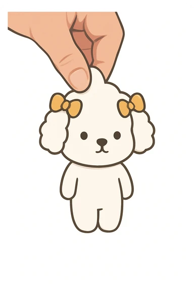 Adjust the image of the cute little dog to bring its legs closer together while maintaining the same cute style and keeping all other details the same. sticker