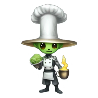 alien chef scifi roguelike rpg style inspired by slay the spire digital art sticker