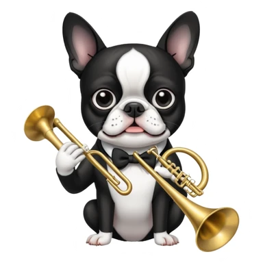 Boston terrier playing the trombone  sticker