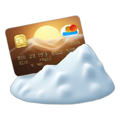 Mound of white snow with a credit card sticker