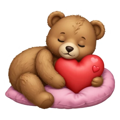 sleeping teddy bear with heart  sticker