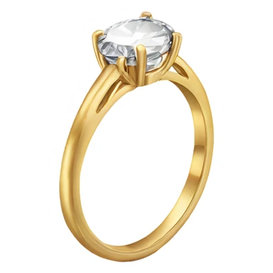 Gold engagement ring with an oval diamond on the top held by four prongs sticker