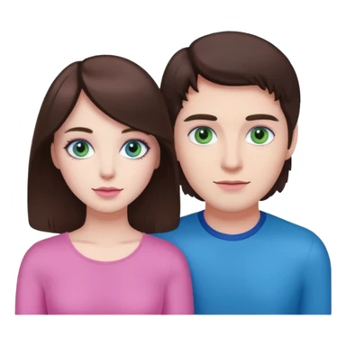 pink polaroid photo of a couple thats white with brunette hair blue and green eyes sticker