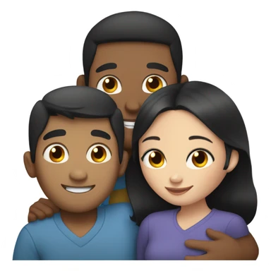 Filipino man and blue eyed black haired freckled girl hugging  sticker