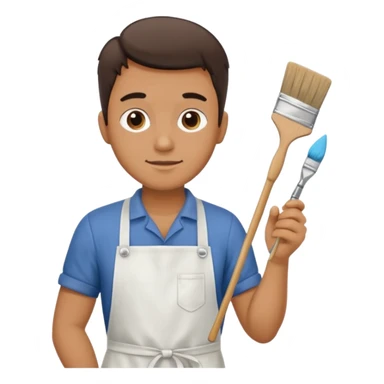 Man in apron cleaning brush sticker