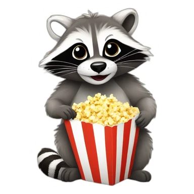 Racoon eating popcorn sticker