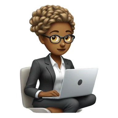Woman with Laptop busy with coding for Office Work by thinking future me nice hair suit  sticker