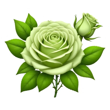 big bouquet Soft Green Tea Rose flower and bud, luxuriant, leaf, bud sticker