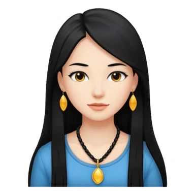 mujer joven con piel blanco y pelo largo negro y lacio sticker