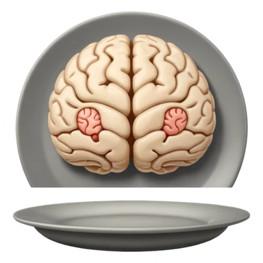 Brain on a plate next to head  sticker