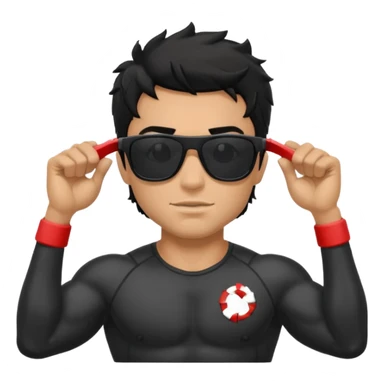 Dark Tan Muscular lifeguard with messy black hair sticker