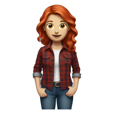 Red haired woman wearing a red flannel shirt and blue jeans sticker