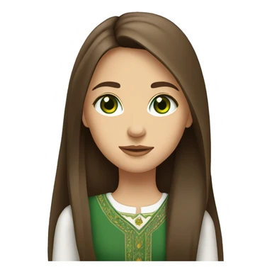 a girl with brown straight long hair,with green eyes,Moldovan,stands sticker