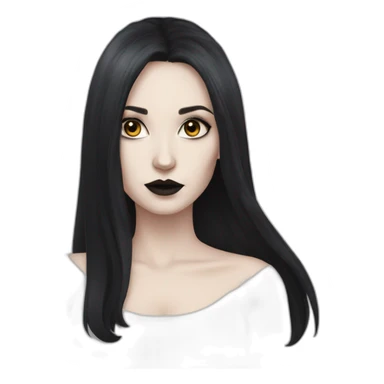 pale woman with long dark hair and gothic makeup sticker