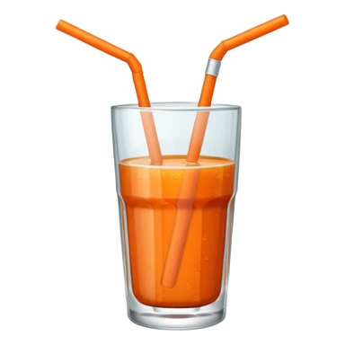 a glass of carrot juice with a straw, simple, clear sticker