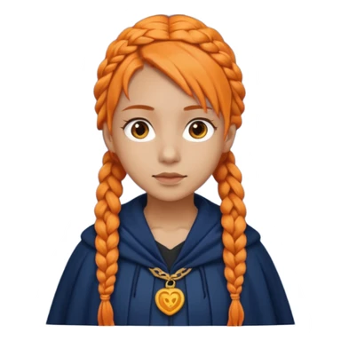 orange braids hair girl, tan skin, wear navy cloak sticker