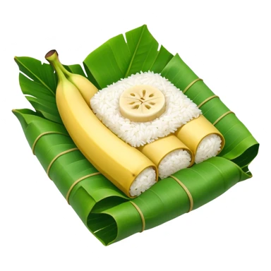 rice wrapped in banana leaf square with top open sticker