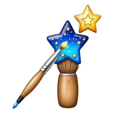 combine painting brush pen with shiny stars sticker