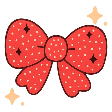 Make the glittery bow red, keep it sparkling and decorative with no background, maintain the glittery sparkling texture and decorative style. sticker