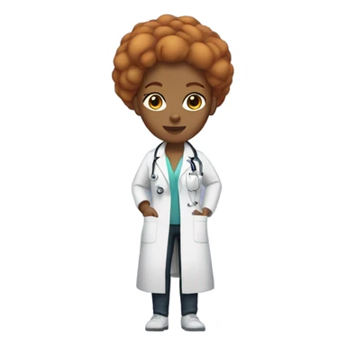 Full body black lightskin  woman doctor with ginger hair  sticker