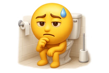 emoji stile iphone che riguarda l'argomento "stipsi/andrò al bagno oggi?", iperrealistico 4k sticker