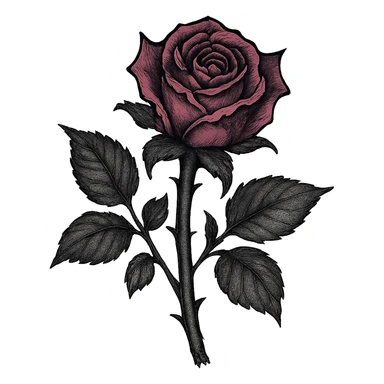 gothic rose, black and pink, ghibli style sticker